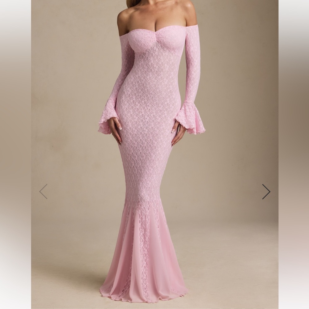 Elegant Pink Off-Shoulder Gown